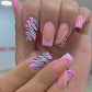 Pink Animal Print False Nails