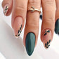 Green Leaf Almond Shape False Nails