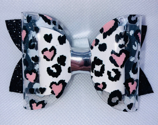 Black Leopard Print Bow