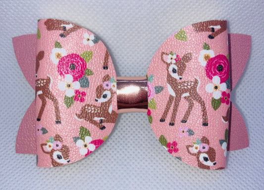 Pink Floral Deer Bow