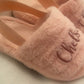 Pink fluffy personalised slippers with heel strap - Archie’s Kingdom